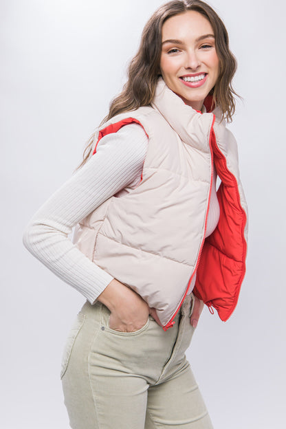 Charlie Reversible Puffer Vest Tomato