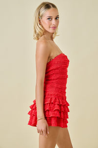 Scarlet Ruffle Smocked Romper