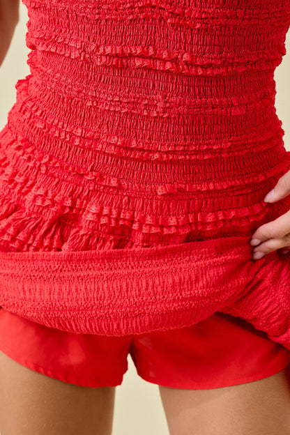Scarlet Ruffle Smocked Romper