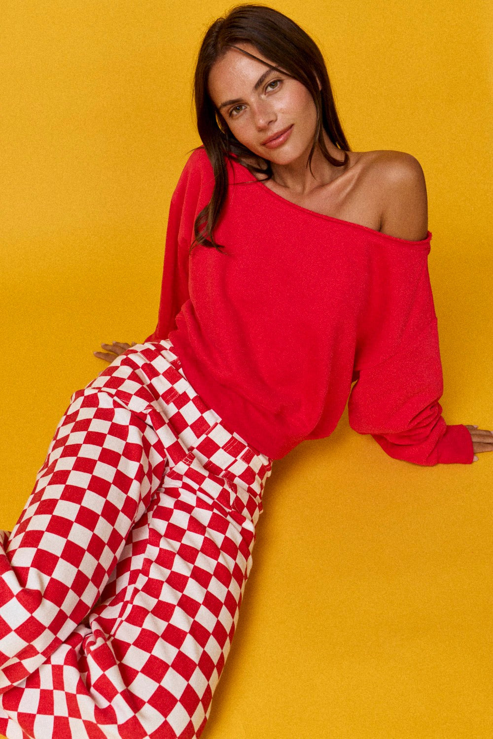 Cherry Pop Off Shoulder Sweatshirt