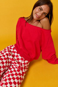 Cherry Pop Off Shoulder Sweatshirt