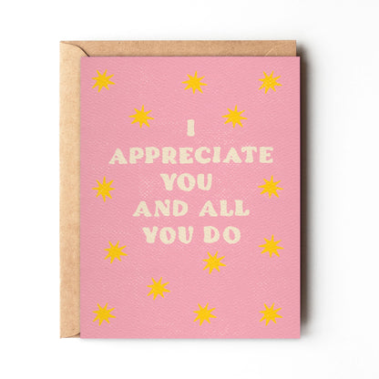 I Appreciate You Card