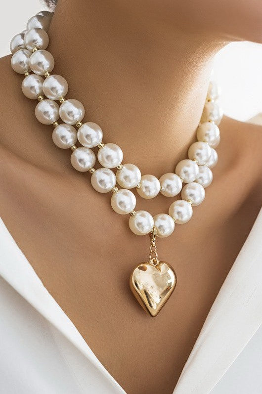 Avril Pearl Heart Necklace