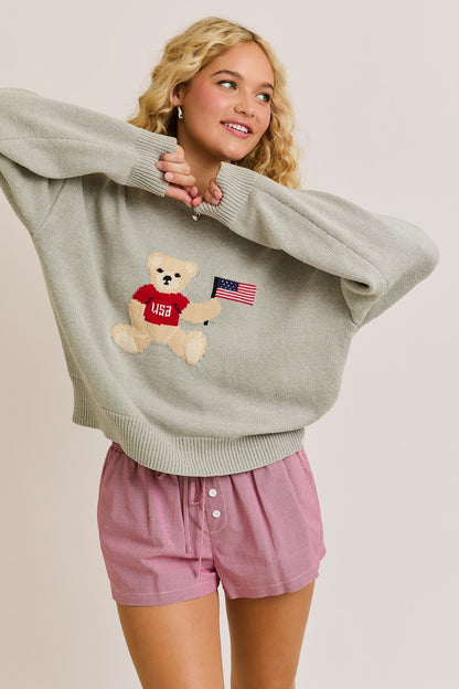 Biggest Fan Teddy USA Sweater