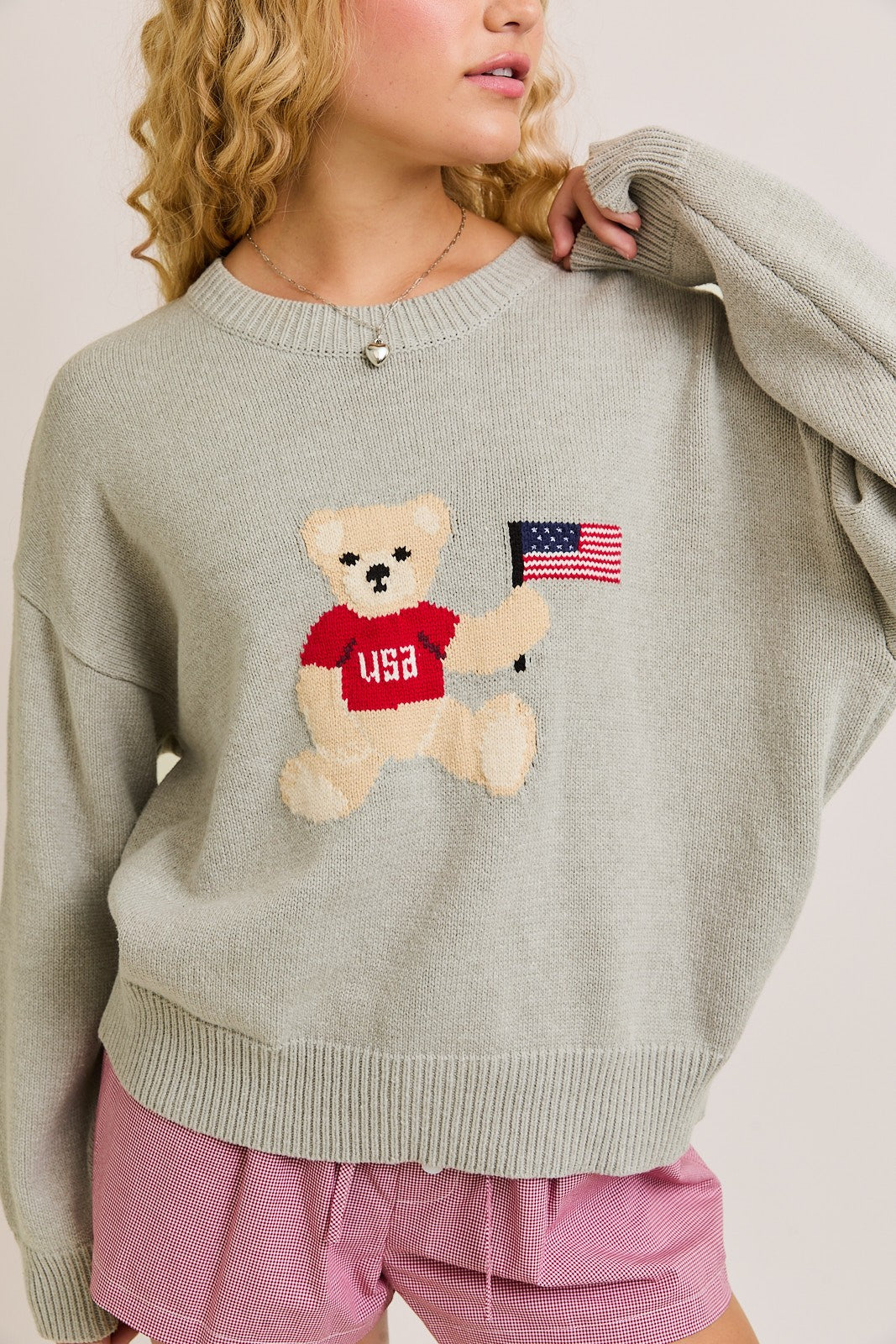 Biggest Fan Teddy USA Sweater