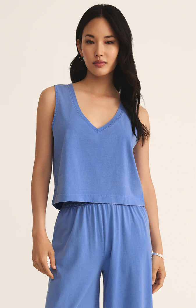 Sloane V-Neck Top Bay Blue