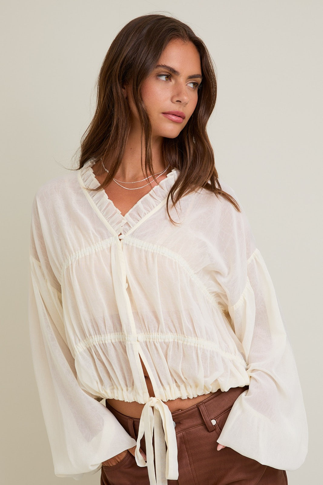 Soft Light Ruffle Blouse