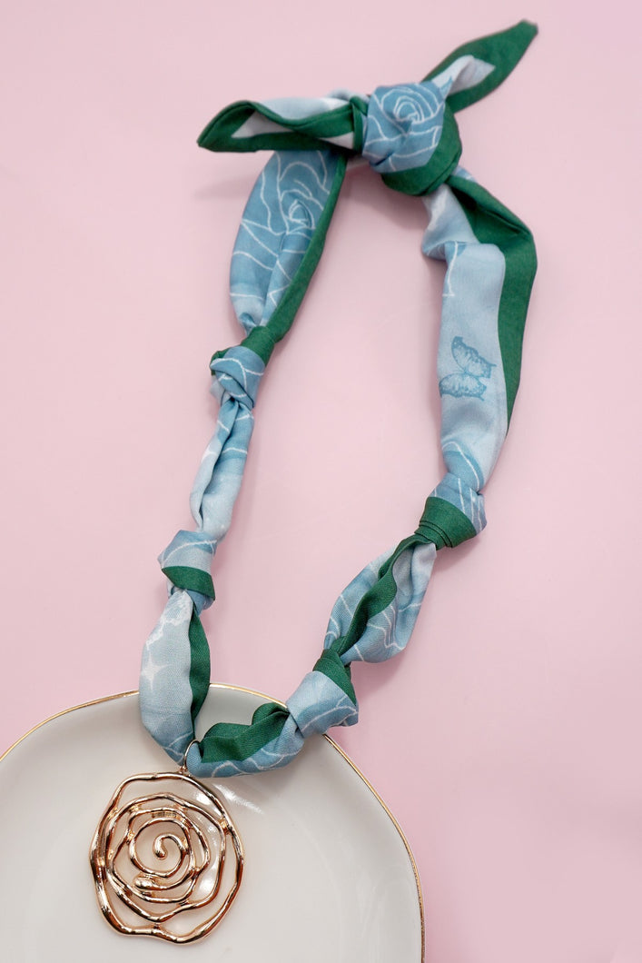 Catrina Scarf Necklace Blue