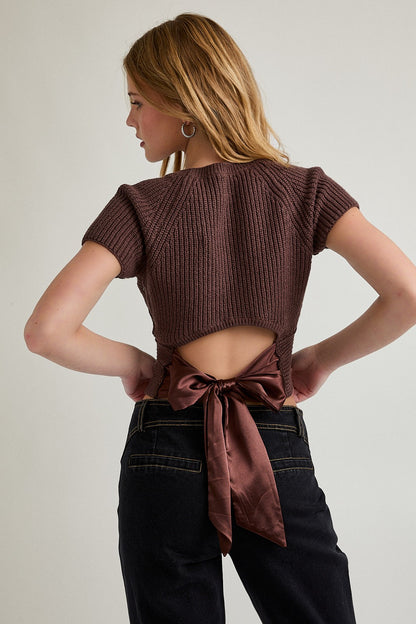 Vanessa Bow Back Top Brown