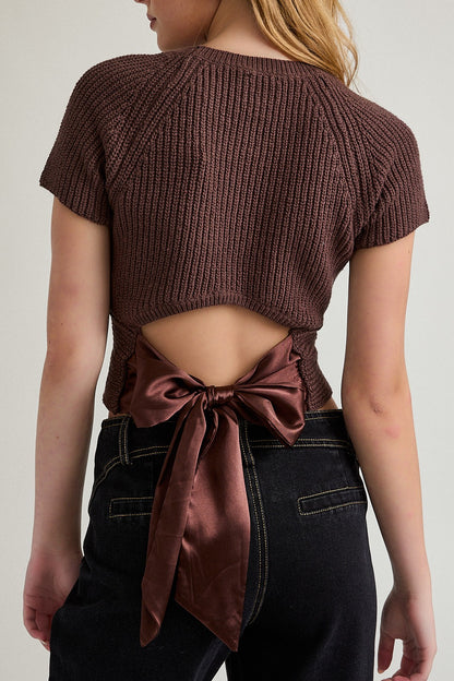 Vanessa Bow Back Top Brown