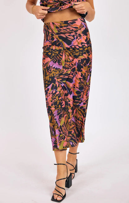 Butterfly Kiss Bias Midi Skirt