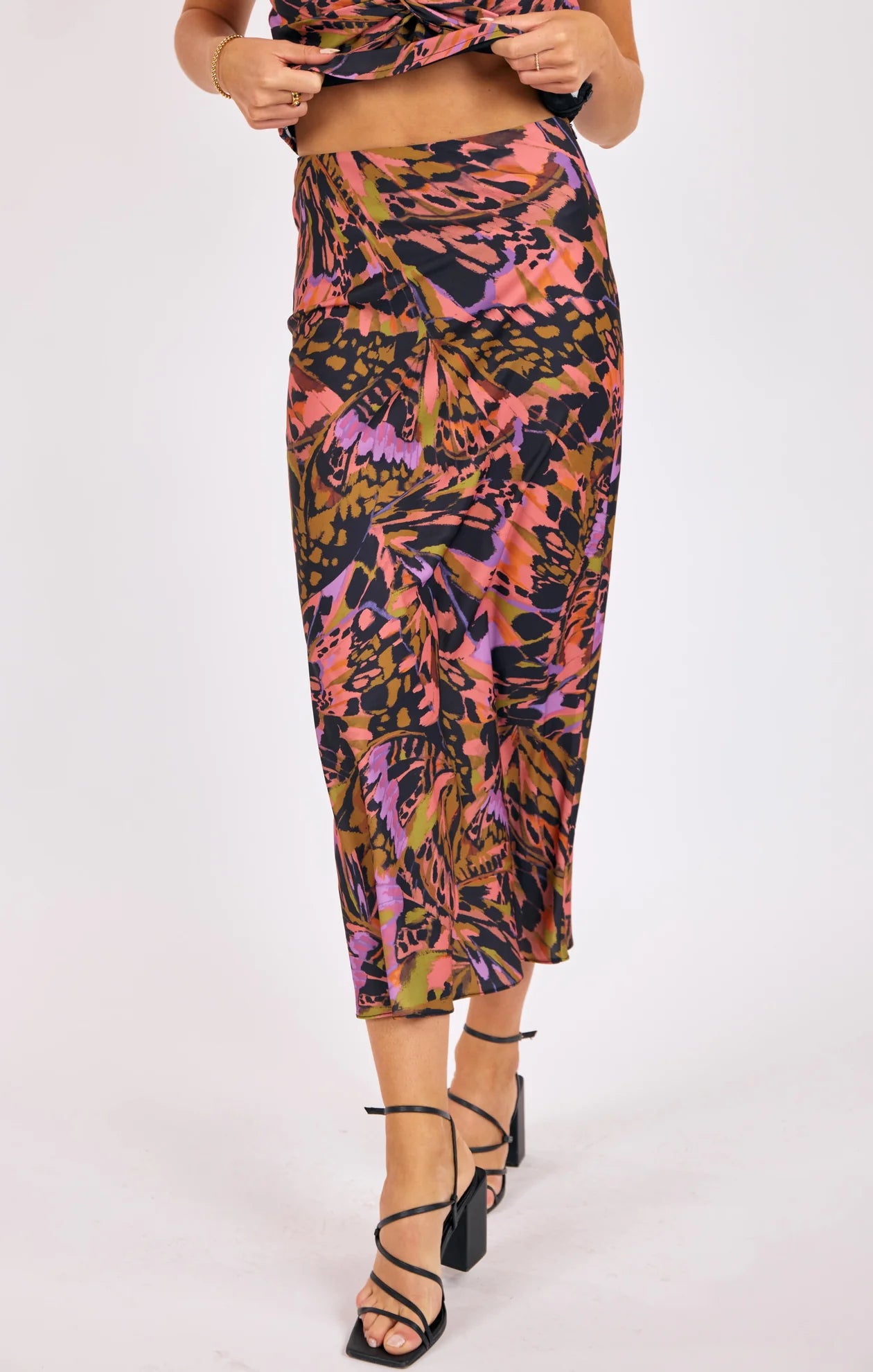 Butterfly Kiss Bias Midi Skirt