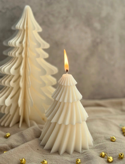 Frosted Tier Christmas Candle Ivory