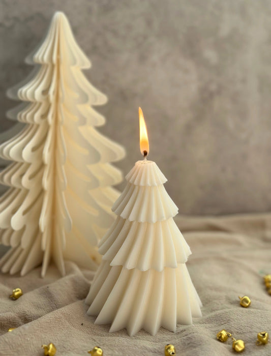 Frosted Tier Christmas Candle Ivory