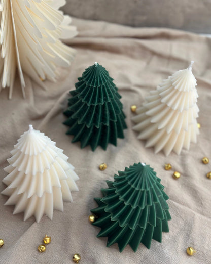 Frosted Tier Christmas Candle Green