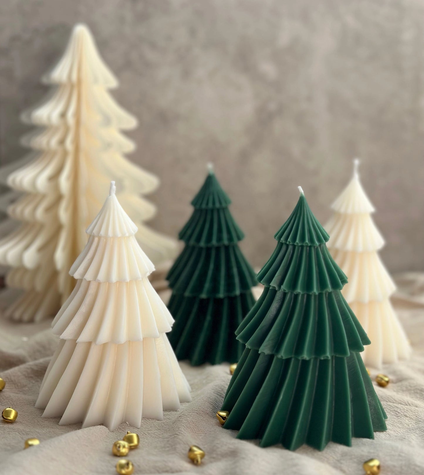 Frosted Tier Christmas Candle Green