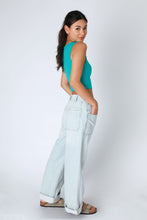 Load image into Gallery viewer, Carolina Crew Neck Crop Bluebird