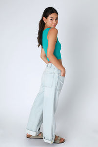 Carolina Crew Neck Crop Bluebird