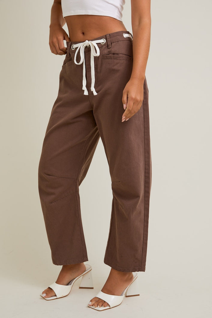 Rope Tie Barrel Jeans