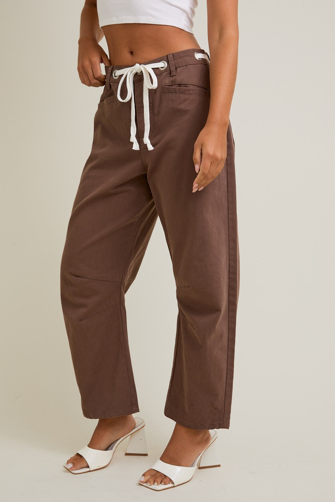 Rope Tie Barrel Jeans