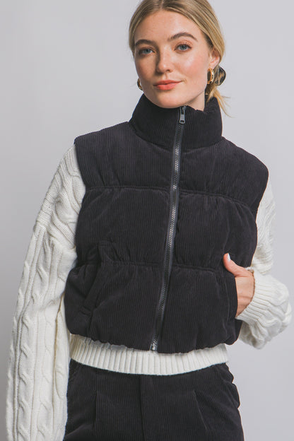 Charlotte Corduroy Vest Black