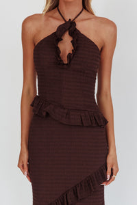 Cocoa Ruffle Cutout Dress