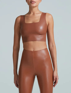 Faux Leather Crop Cocoa