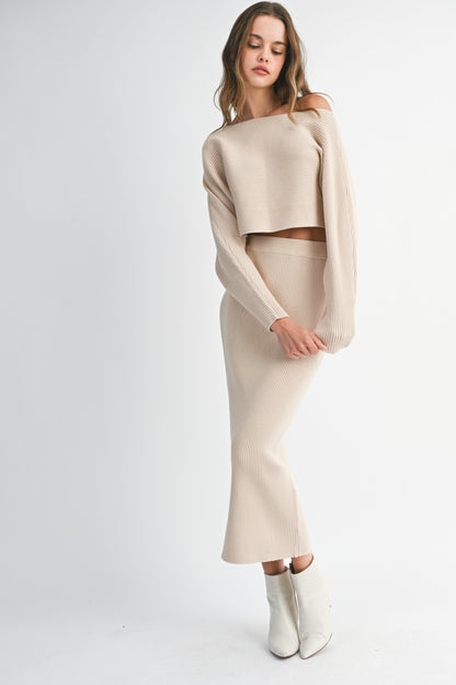 Harper Ribbed Sweater Skirt Set