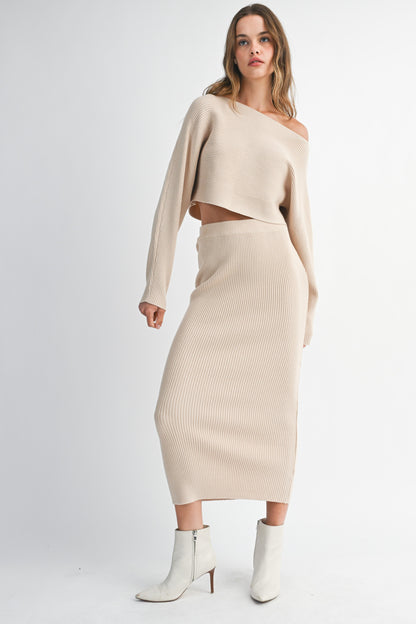 Harper Ribbed Sweater Skirt Set