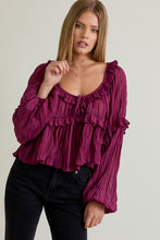 Load image into Gallery viewer, Violet Reverie Ruffle Blouse