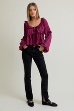 Load image into Gallery viewer, Violet Reverie Ruffle Blouse