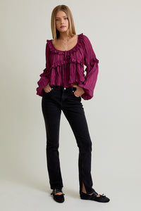 Violet Reverie Ruffle Blouse