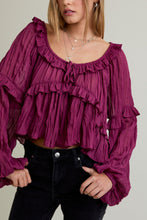Load image into Gallery viewer, Violet Reverie Ruffle Blouse