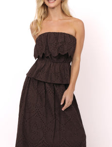 Double Vision Eyelet Midi Skirt