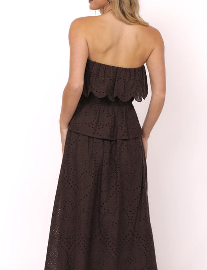 Double Vision Eyelet Peplum Top