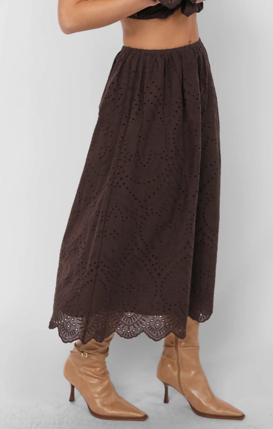 Double Vision Eyelet Midi Skirt