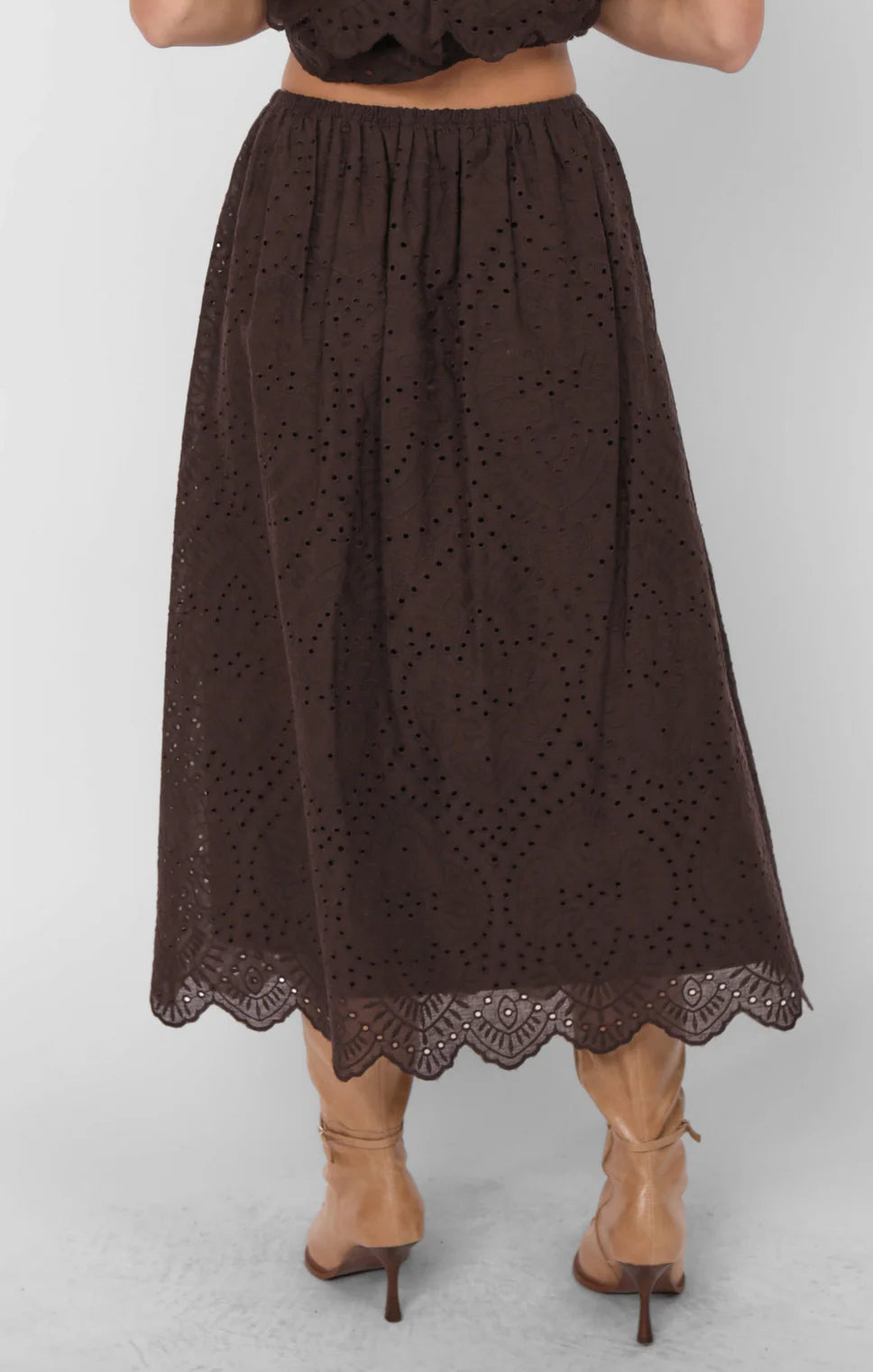Double Vision Eyelet Midi Skirt