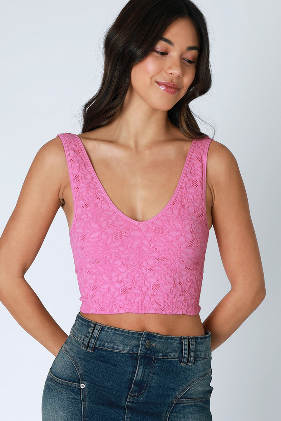 Eye Catcher Lace Tank Crocus