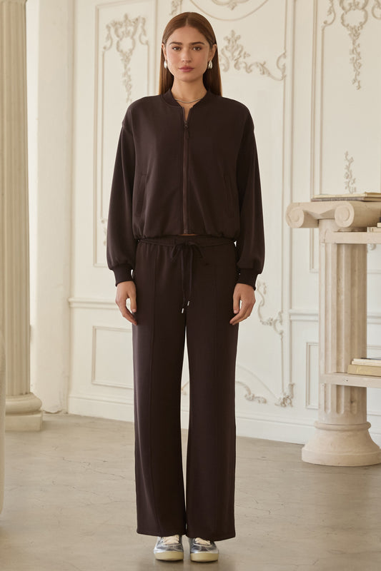 Woman wearing Soft Modal Easy Pull Up Pants in dark brown