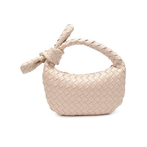 Lizbeth Woven Knot Clutch Oatmilk
