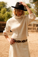 Load image into Gallery viewer, Woman wearing Rustic Charm Turtleneck Sweater in cream