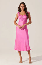 Load image into Gallery viewer, Enola Satin Smocked Midi Dress