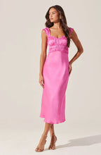 Load image into Gallery viewer, Enola Satin Smocked Midi Dress