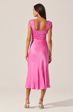 Load image into Gallery viewer, Enola Satin Smocked Midi Dress