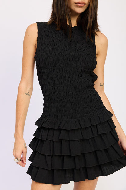 Midnight Muse Ruffle Mini Dress