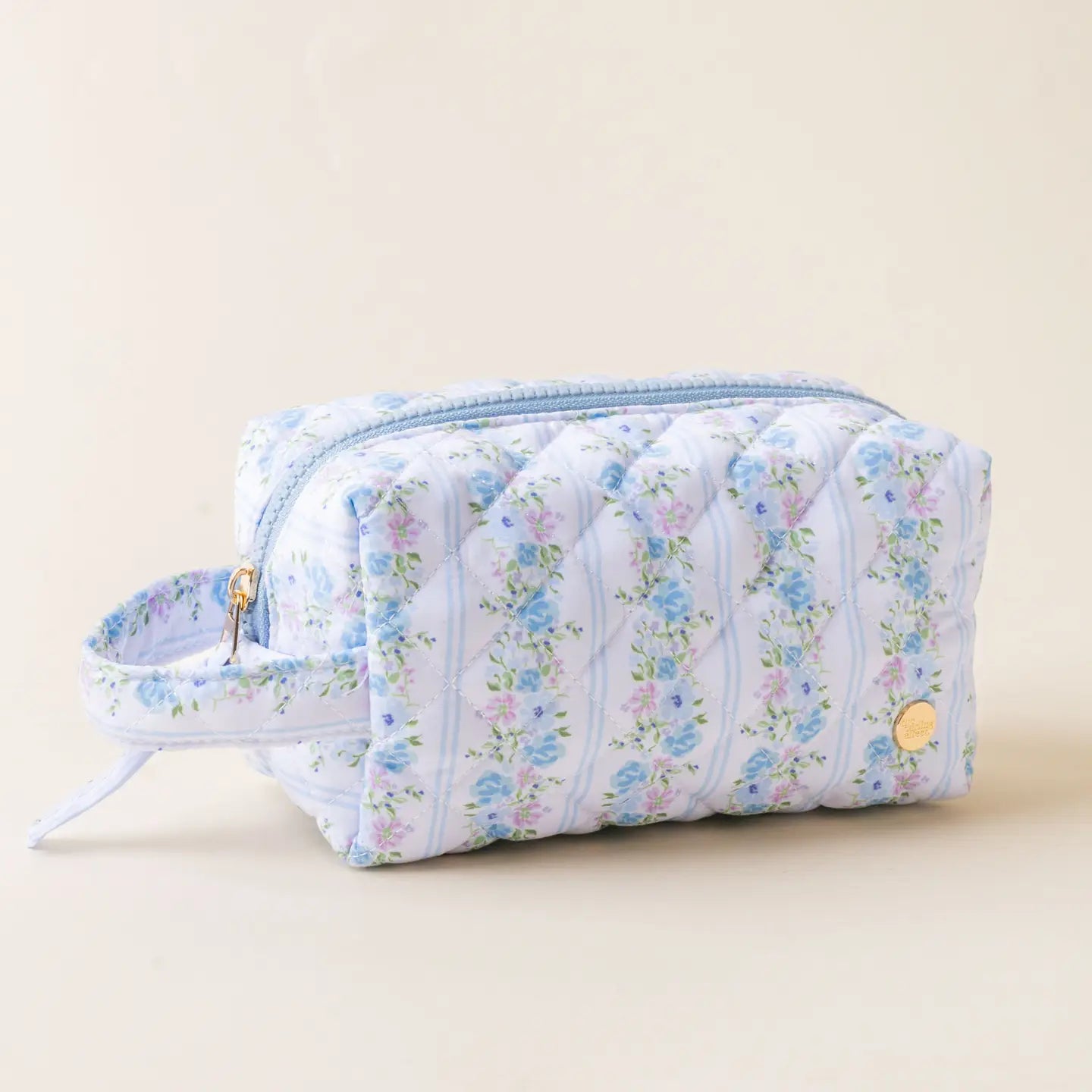 Essentials Quilted Cosmetic Pouch Blue