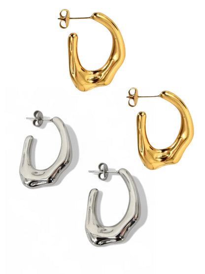 Fan Girl Hoop Earrings Silver