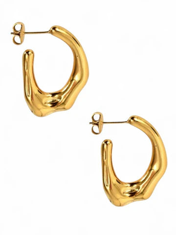 Fan Girl Hoop Earrings Gold