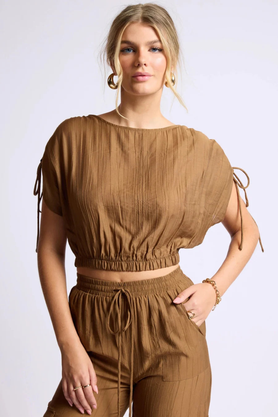 Light A Fire Ruched Crop Top