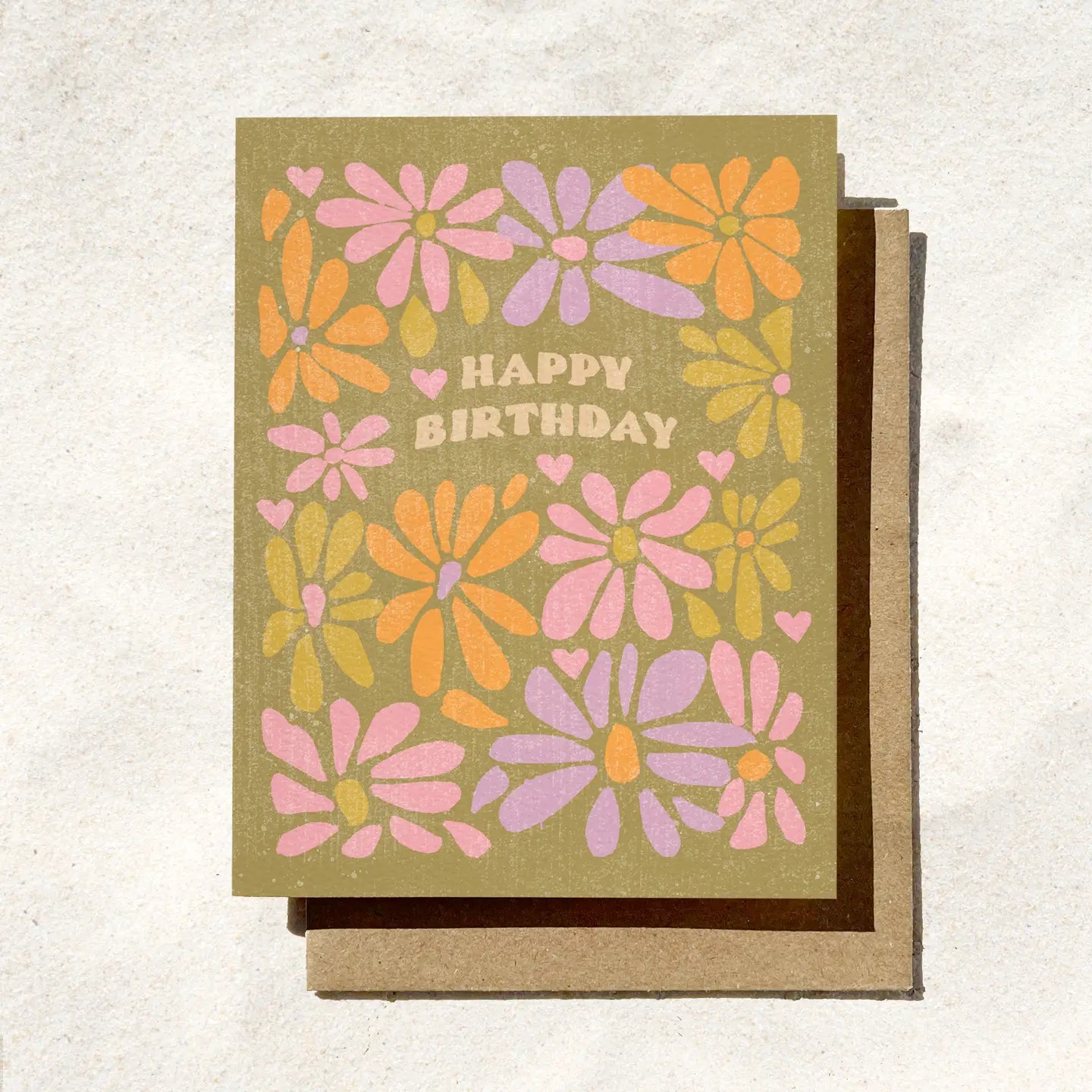 Happy Birthday Retro Flower Card